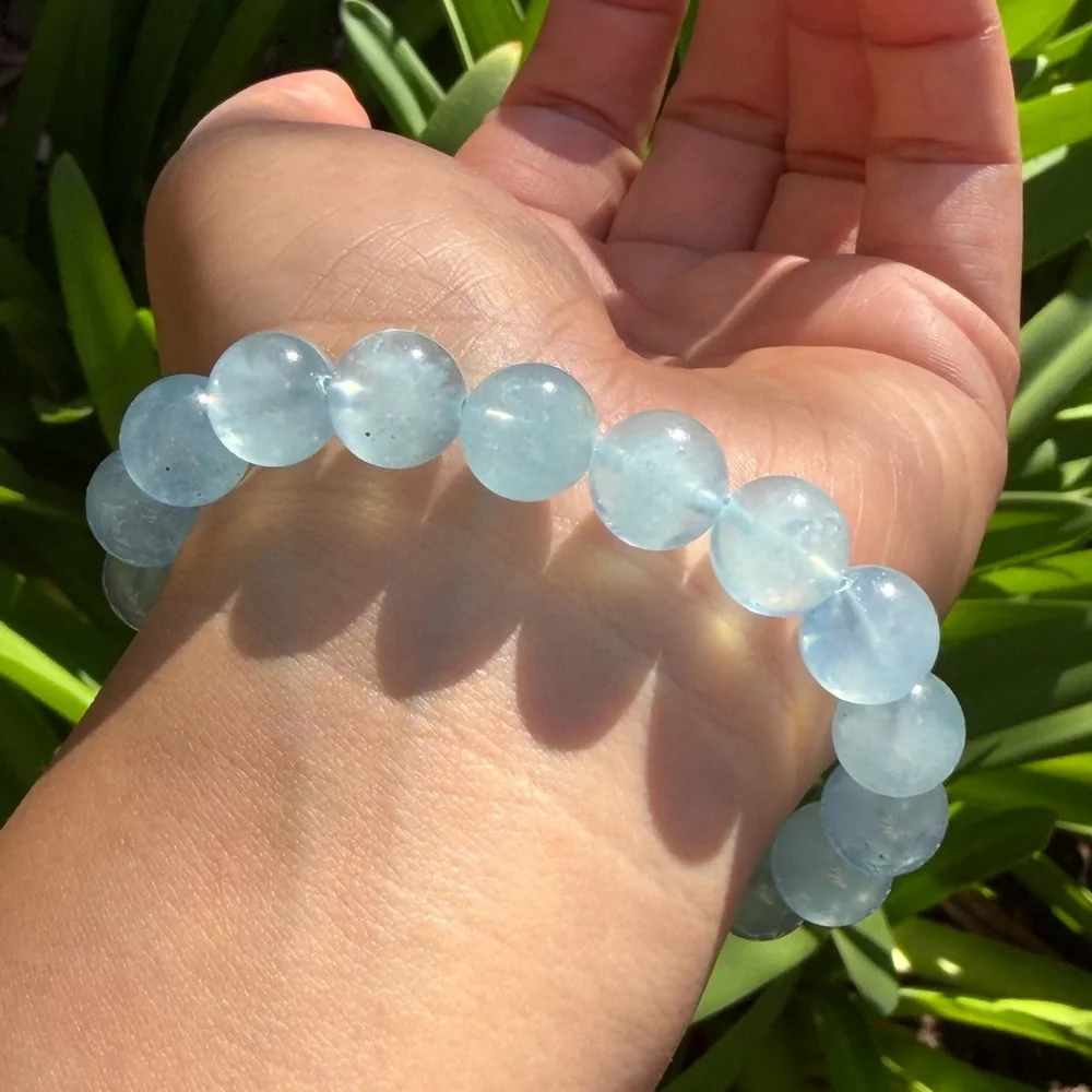 11mm stretchable blue aquamarine‎ bracelet 0351
